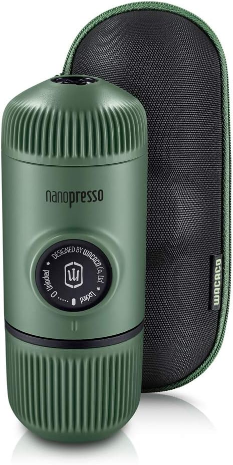 WACACO Nanopresso Moss Green Espresso Machine + Hard Carrying Case